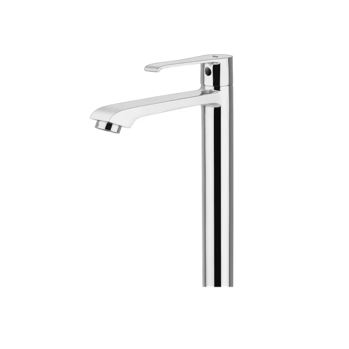 TOYO-AL-51509 Premium Tall Body Single Lever Basin Mixer | Solid Brass Elevated Hot & Cold Faucet for Tabletop Vessel Sinks with Long Forward Spout, Inbuilt Base Flange, and 600mm Braided Hoses