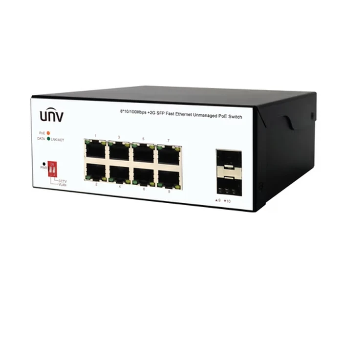 UNV 8-Port Industrial Fast Ethernet PoE Switch with 120W Budget, 2 Gigabit SFP Slots & Harsh Environment Protection | ISW2000-8T2GP-POE-IN