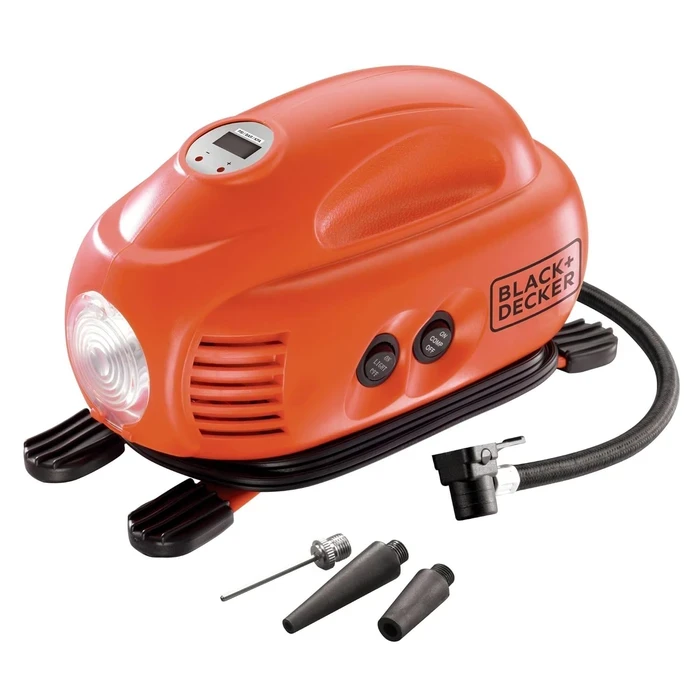 BLACK+DECKER 12V Multi-Purpose Digital Air Inflator | 8.27 Bar (120 PSI) Auto Shut-Off Portable Car & Bike Tire Pump | ASI200-XJ