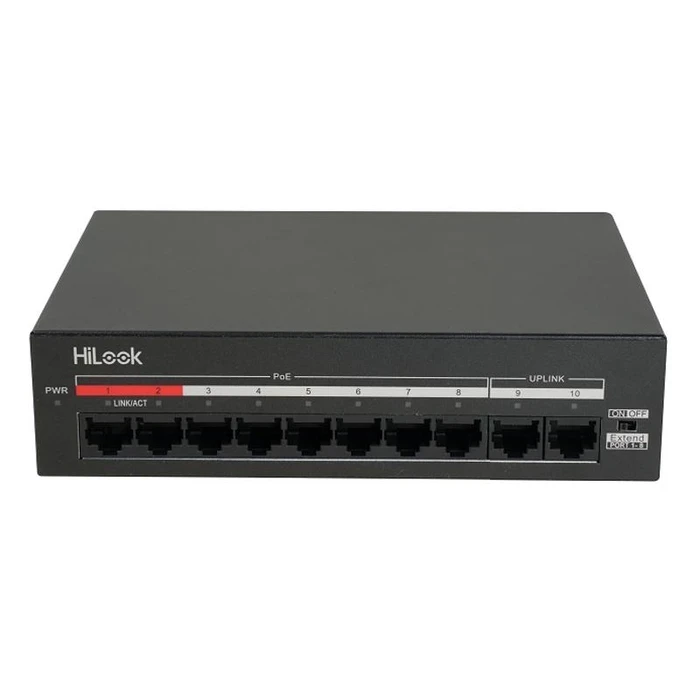 HiLook Fast Ethernet Unmanaged PoE Switch | Up to 300m Long Range Data Power Extension Dual Uplink Port 2kV Surge Metal Hub | NS-0106MP-35 (4-Port 35W) / NS-0110MP-60 (8-Port 60W)