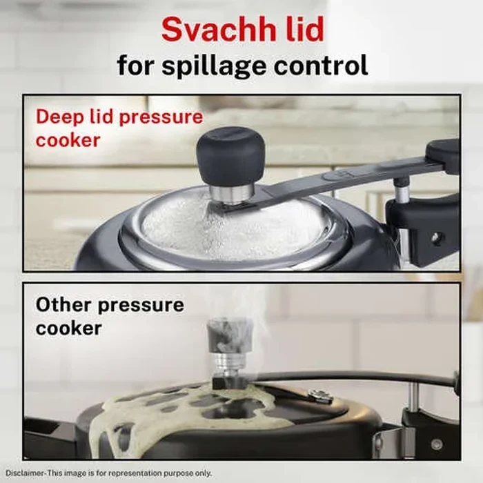 Prestige Nakshatra Svachh Cute HA Duo 2L Pressure Cooker | Hard Anodized Body with Deep Stainless Steel Anti-Spill Lid | Gas & Induction Friendly | Model 20259