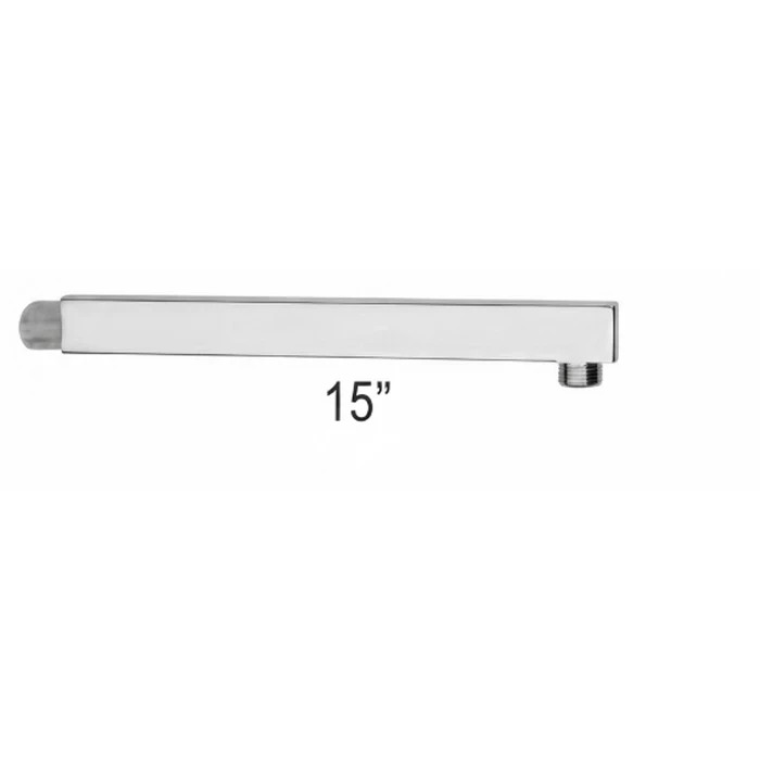 Toyo SS-202 Square Wall-Mounted Shower Arm (15" & 18" Variants) | Polished Chrome Finish | Overhead Rain Shower Pipe Fitting | TOYO-80815, TOYO-80818