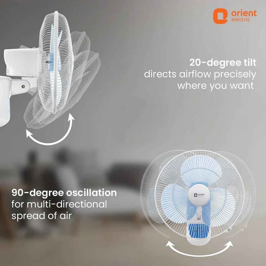 Orient Wall-49 Wall Fan 400mm | 58W Efficient Motor | 1330 RPM | 90 CMM High Air Delivery | White