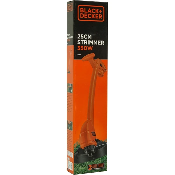 BLACK+DECKER 350W 25cm Corded Electric String Trimmer | 11,500 RPM Bump Feed Dual-Handle Grass & Weed Strimmer | GL360-B5