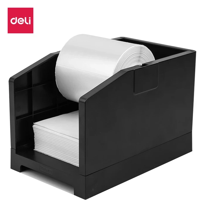 DELI Multi-Function Thermal & Label Paper Storage Box | Dual-Tier Roll & Fanfold Dispenser (110mm Width, 220mm Diameter) | 15208