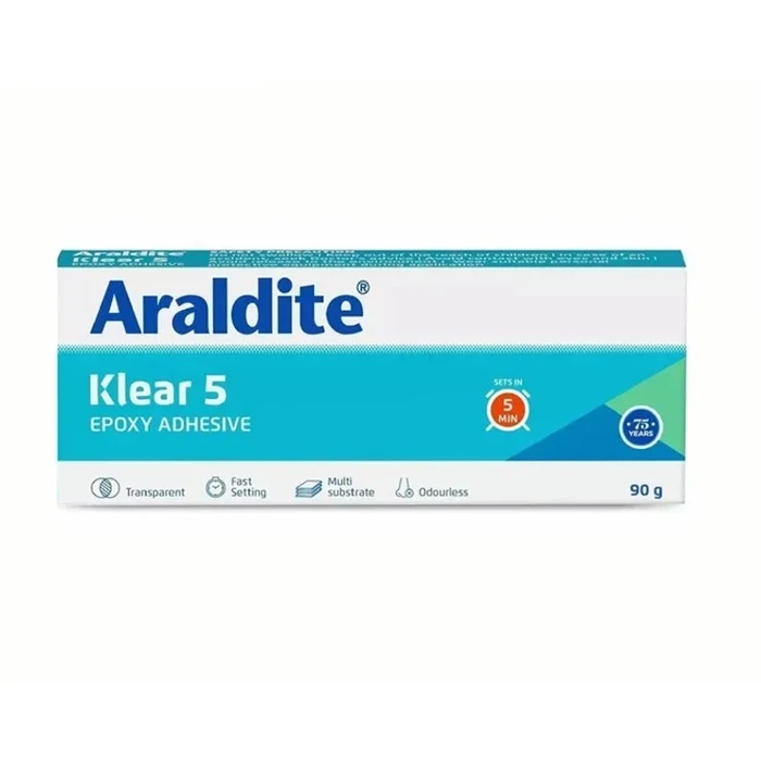 Araldite Klear Fast-Setting Crystal-Clear Two-Component Structural Epoxy Adhesive Range (10g, 90g & 180g Variants)