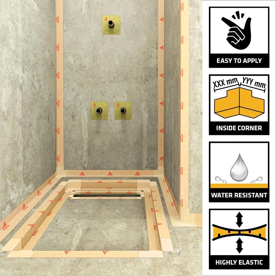Sika SikaSealTape F Inside Corner Waterproofing Component 550995 | Pre-Fabricated Internal Corner | Elastomeric Crack Bridging | Brown