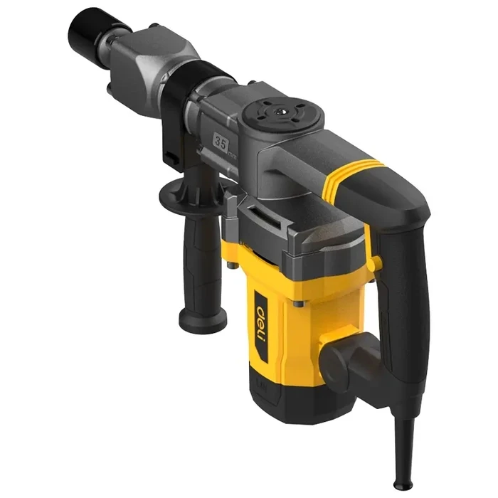Deli Tools 1250W Heavy Duty Demolition Breaker | 17J Impact Energy 5kg Portable Industrial Jackhammer with Shockproof Handle & 2 Chisels | EDC380