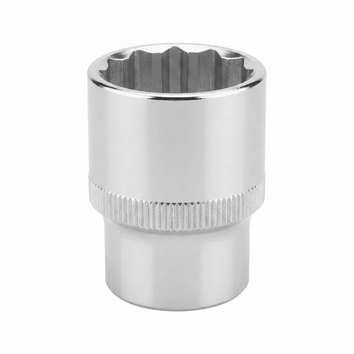 Baum 3/8" Drive Metric Chrome Vanadium Steel Matte Double Chrome Plated 6-Point Hex Socket Art-403