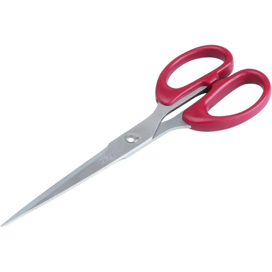Deli 180mm General Purpose Scissors | Precision Stainless Steel Blades with Comfortable Soft Rubber Grip & Ambidextrous Handle (Pack of 12) | E6009