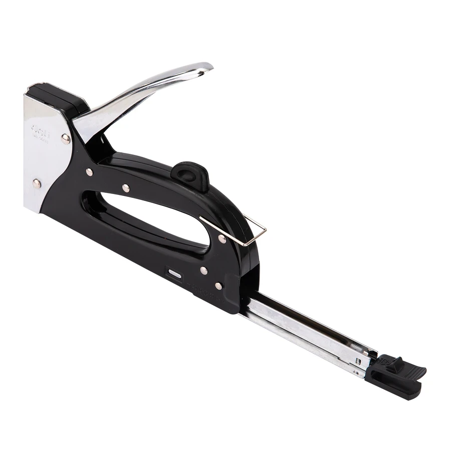 Deli Heavy-Duty Metal Gun Tacker (10mm Max Depth) | All-Metal Steel Body Manual Staple Gun with Safe Lock | E4600