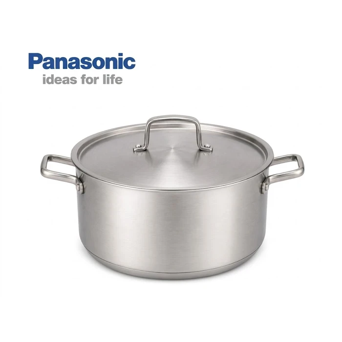 Panasonic Triply Stainless Steel Induction Base Cookpot with Stainless Steel Lid (2.5L / 3.2L / 4.3L) | Fast Uniform Heating Multi-Cooktop Compatible - ND-CP Series