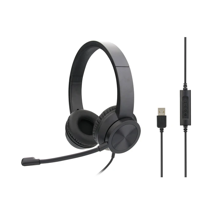 Digicom PC-19 Wired USB Headset | Noise-Cancelling Mic Logic | Lightweight All-Day Comfort & Plug-and-Play | Black