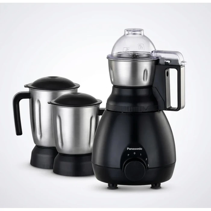 Panasonic 750W Trimax Series Mixer Grinder with 3 Stainless Steel Jars | Copper Motor SS304 Blades & Overload Protection (Black / Blue / Pista) - MX-GN5003