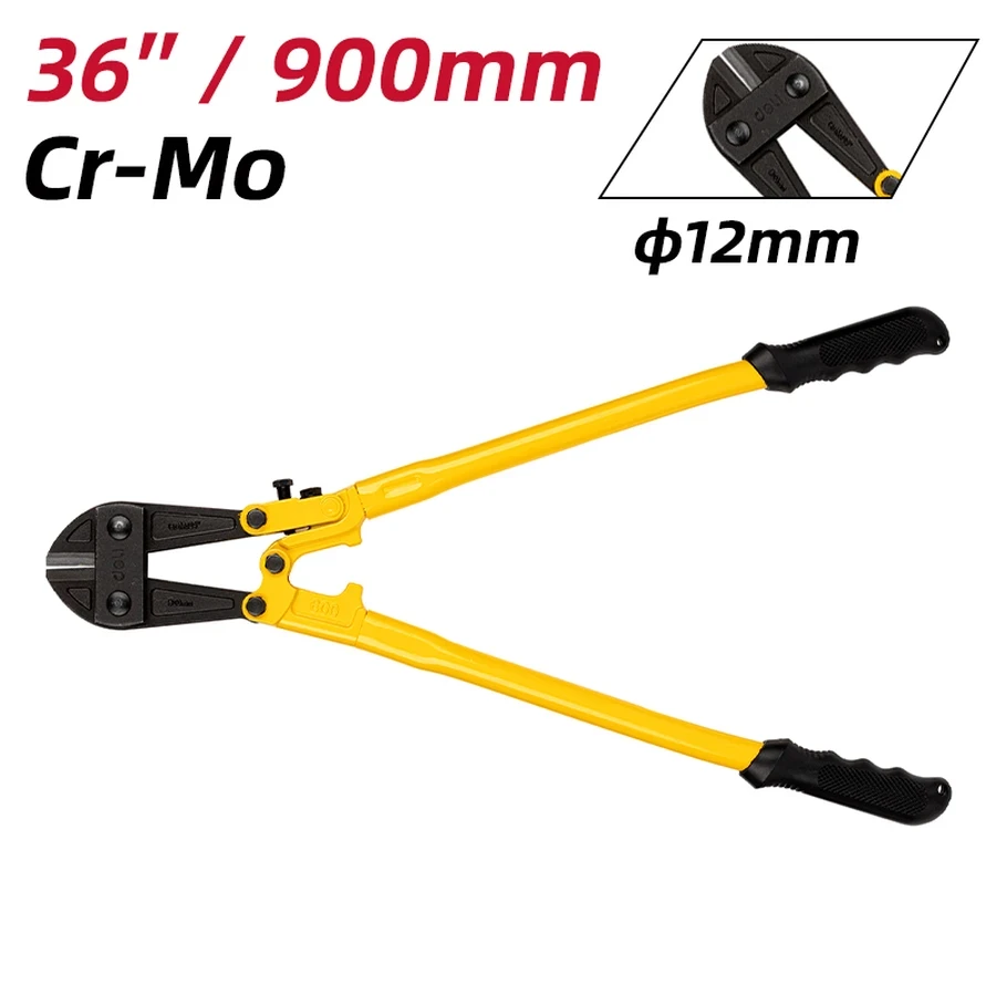 Deli 36" Industrial High-Leverage Compound Action Bolt Cutter | Forged Cr-Mo 56 HRC Steel Blade Heavy-Duty Shears for Thick Rods, Chains & Padlocks | EDL2636 (Yellow)