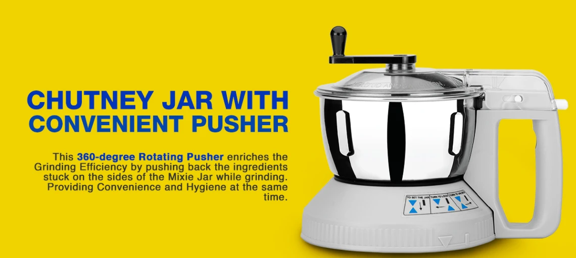 Panasonic 600W Elements Mixer Grinder with 3 Stainless Steel Jars | Heavy Duty Motor with Locking System - Topaz Yellow - MX-AV325