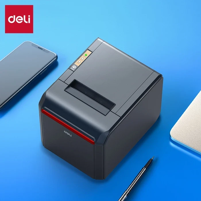 DELI 3.0" High-Speed Desktop Direct Thermal Receipt Printer | 300mm/s 203 DPI Auto Metal Cutter USB Serial & Cash Drawer Port | ES301