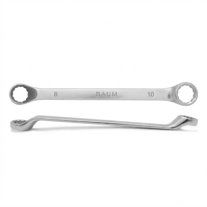 BAUM Heavy-Duty Chrome Vanadium Bi-Hexagon Ring Spanner | 12-Point Rough Matt Chrome Finish Oval Body Wrench | Model ART 23E