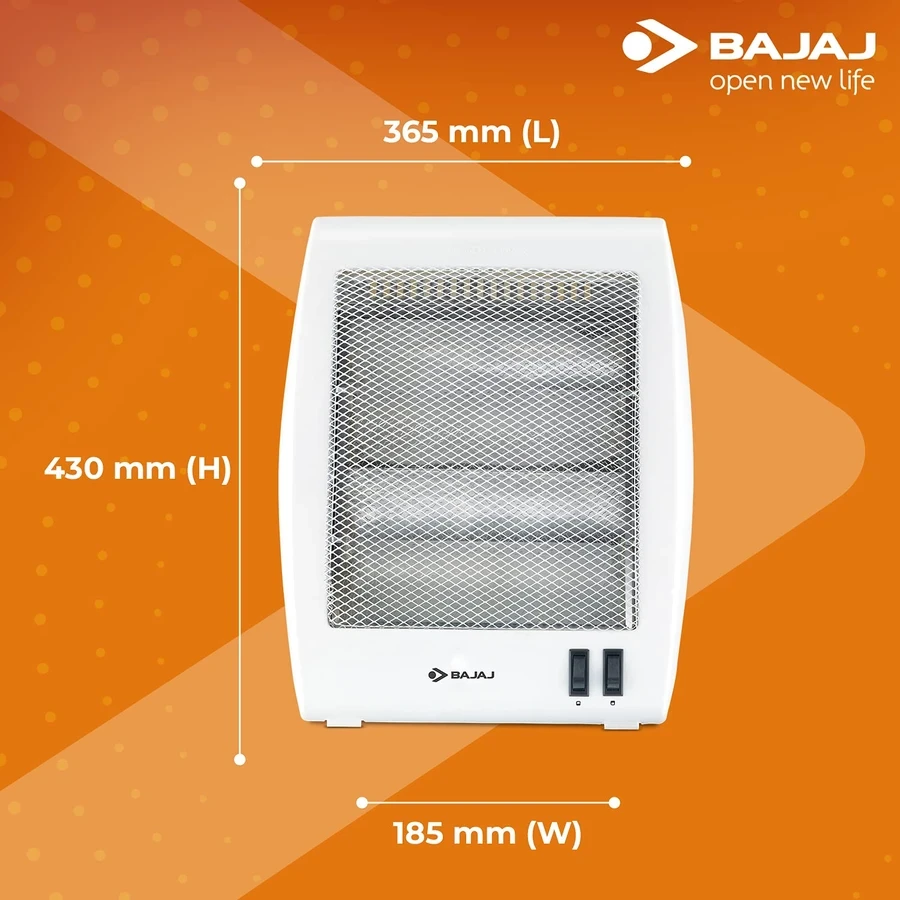 Bajaj Electric Room Heater | Adjustable Temperature & DuraElement Technology with Safety Tip-Over Switch | 260028 RHX 2