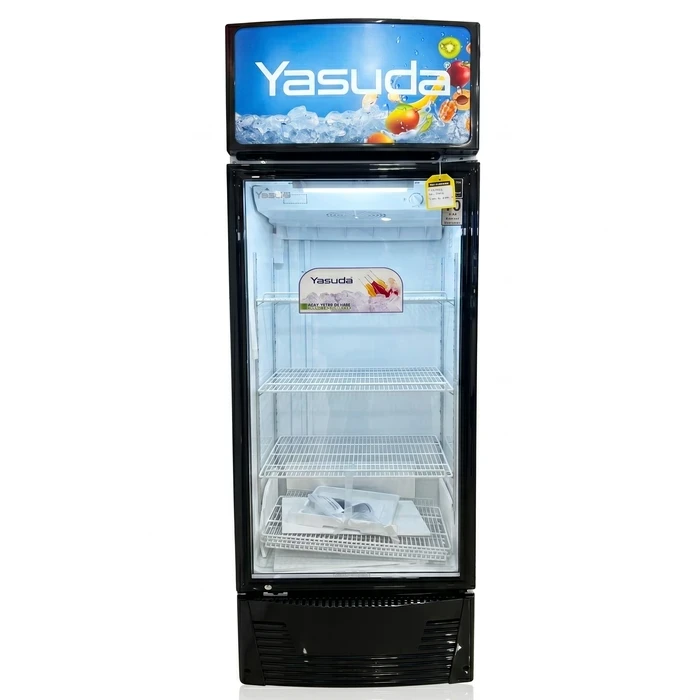 Yasuda Commercial Upright Beverage Cooler | 250L Direct Cool Fan-Assist Glass Door Merchandiser | A++ Energy Saving Tropical Compressor Showcase | Premium Black | YS-SCA250