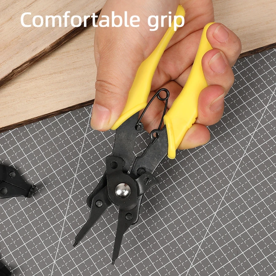 Deli 6" Professional Forged 65Mn High-Carbon Steel Circlip Pliers | Heavy-Duty Precision Snap Ring Removal Tool with Dual-Color Anti-Slip Handles | EDL104506 (Yellow/Black)
