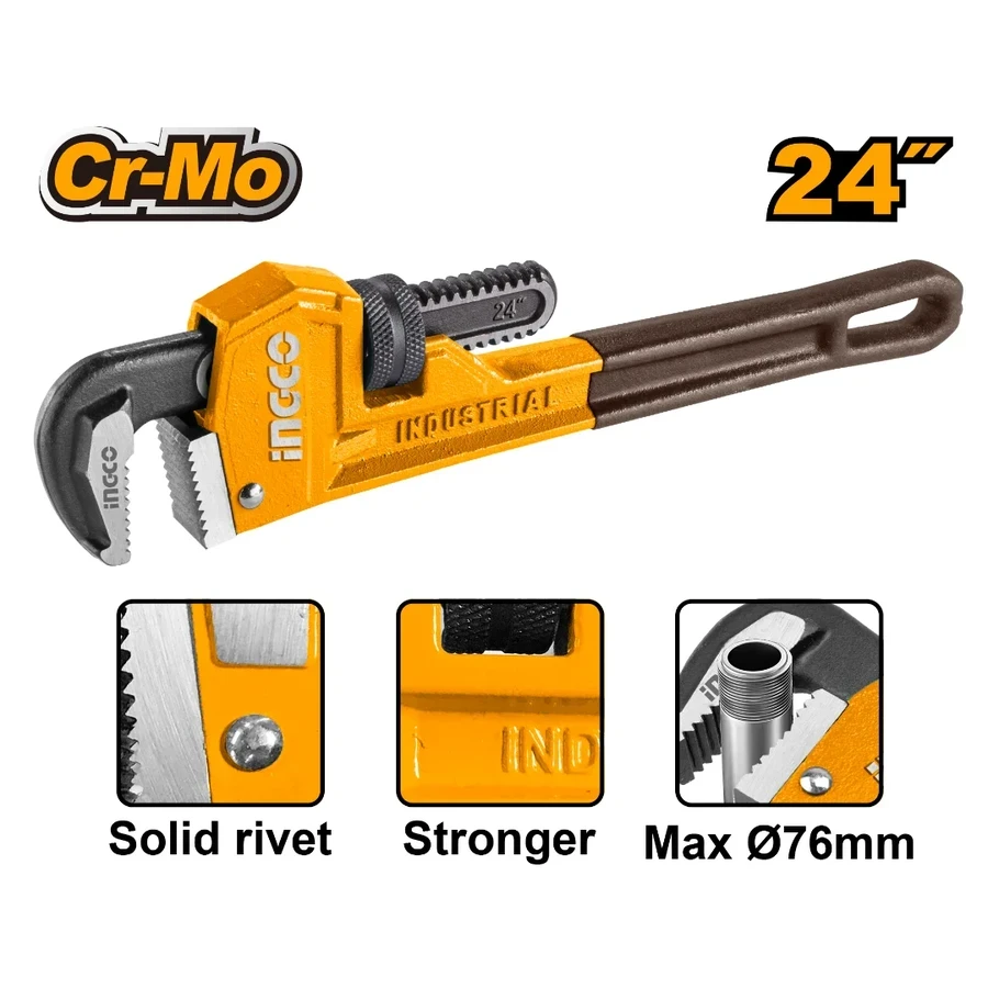 Heavy-Duty Pipe Wrench | HPW0824 | 24" (600mm) | Ductile Cast Iron