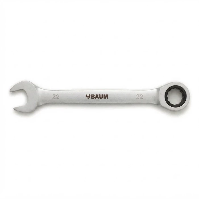 BAUM Heavy-Duty Jumbo Flex-Head Combination Ratcheting Wrench | High-Polish Chrome Vanadium Steel 90-Tooth Gear Wrench | Model ART 55 (Sizes 18mm to 32mm)