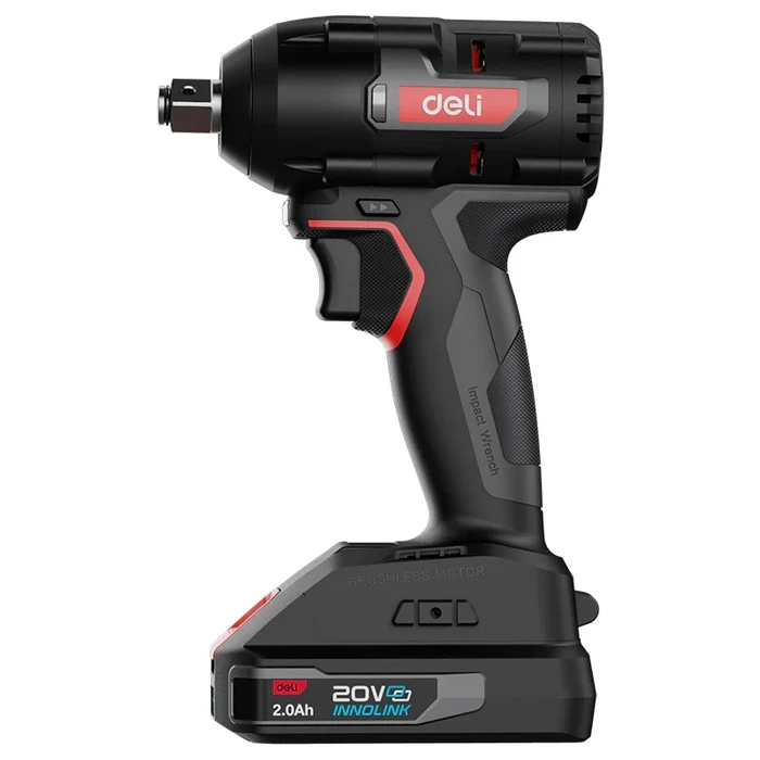 Deli Tools 20V Cordless 1/2" Impact Wrench Kit 350N.m Max Torque Heavy Duty 3-Speed Fastening Gun with 2x 2.0Ah HDC Batteries & Charger | EDE-BS20-1D2
