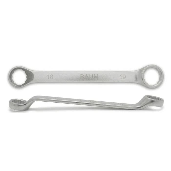 BAUM Heavy-Duty Chrome Vanadium Bi-Hexagon Ring Spanner | 12-Point Rough Matt Chrome Finish Oval Body Wrench | Model ART 23E