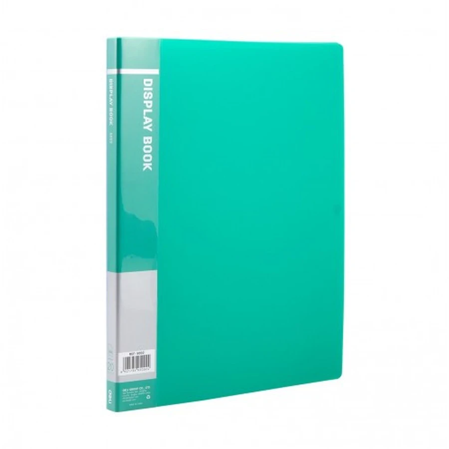 Deli 20-Pocket Clear Sheet Display Book | A4 Document Presentation Folder | Blue, Black & Green | E5002