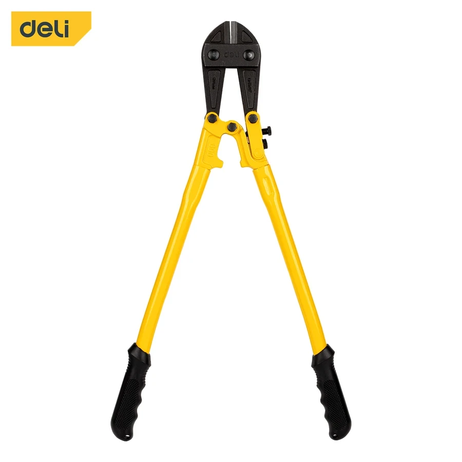 Deli 18" Heavy-Duty Compound Action Bolt Cutter | Forged Cr-Mo 56 HRC Steel Blade Shears for Padlocks, Chains & Fencing Wire | EDL2618 (Yellow)