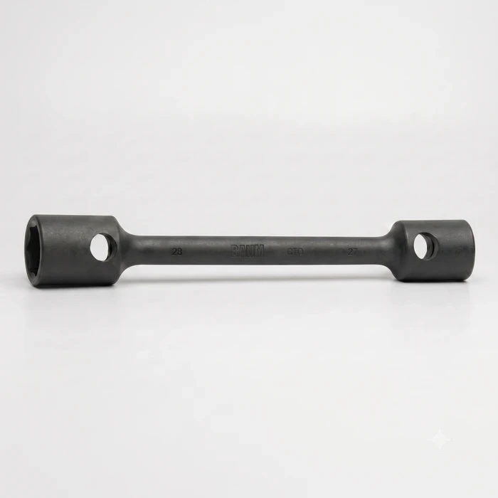 BAUM Heavy-Duty Long Two-Way Wheel Wrench | Premium Forged Chrome Vanadium Elliptical Truck Spanner with Black Phosphated Armor | Model ART 252A LONG