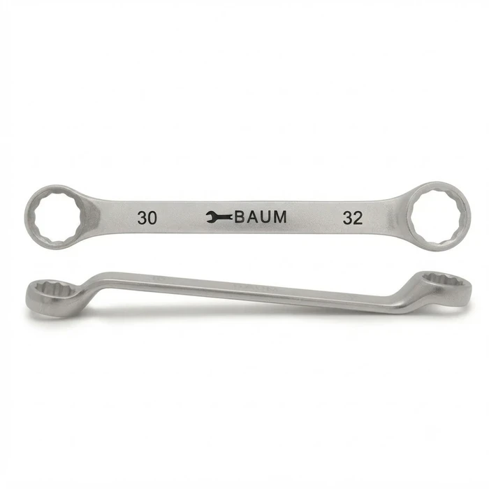 BAUM Heavy-Duty Large Chrome Vanadium Bi-Hexagon Ring Spanner | 12-Point Rough Matt Chrome Finish Oval Body Wrench | Model ART 23E (Sizes 24mm to 60mm)