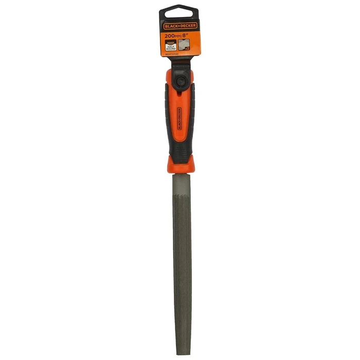 BLACK+DECKER 200mm (8") High-Carbon Steel Half-Round File | Dual Flat & Curved Profile Ergonomic Deburring Tool | BDHT22146
