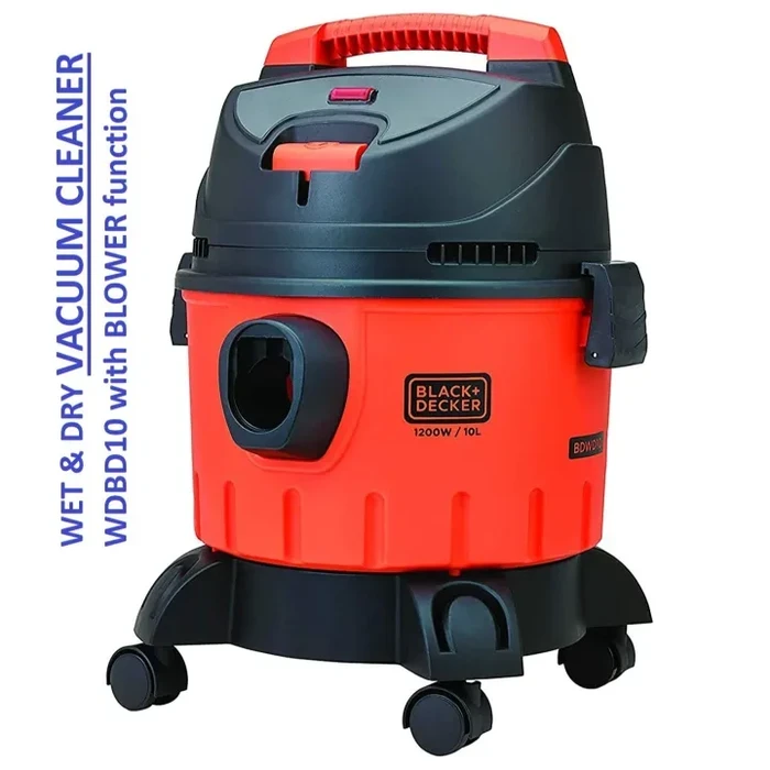 BLACK+DECKER 10-Litre 1200W Wet & Dry Vacuum Cleaner with Blower Function | 16 kPa Suction HEPA Filter & Multi-Floor Nozzles | WDBD10