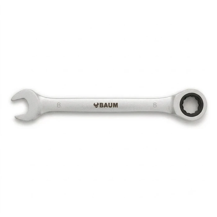 BAUM Professional Flex-Head Combination Ratcheting Wrench | High-Polish Chrome Vanadium Steel 90-Tooth / 72-Tooth Gear Tool | Model ART 55