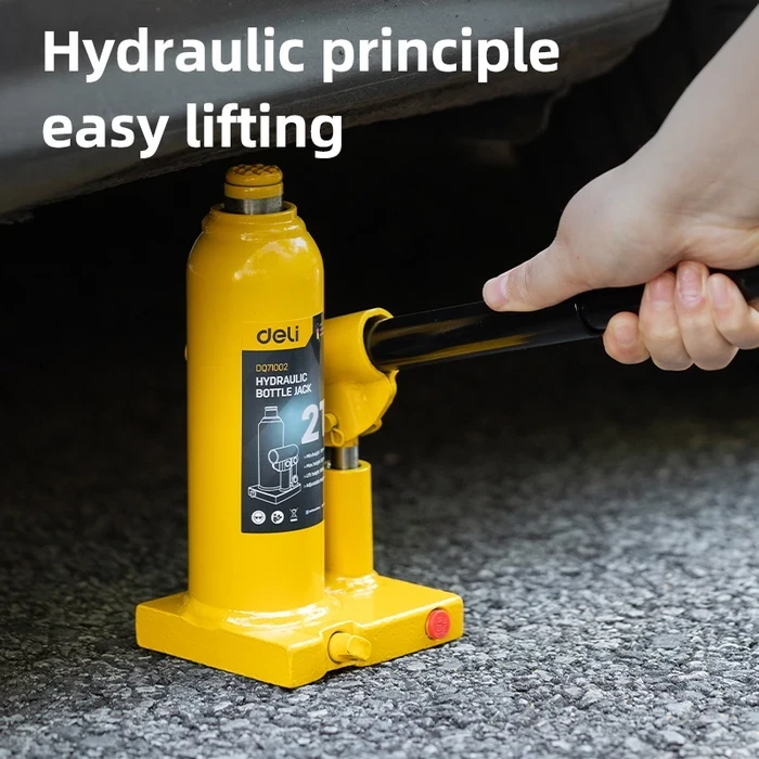 Deli Tools 4-Ton Hydraulic Bottle Jack | Heavy-Duty Welded Auto Lift with Safety Valve (190mm - 370mm) | EDQ71004