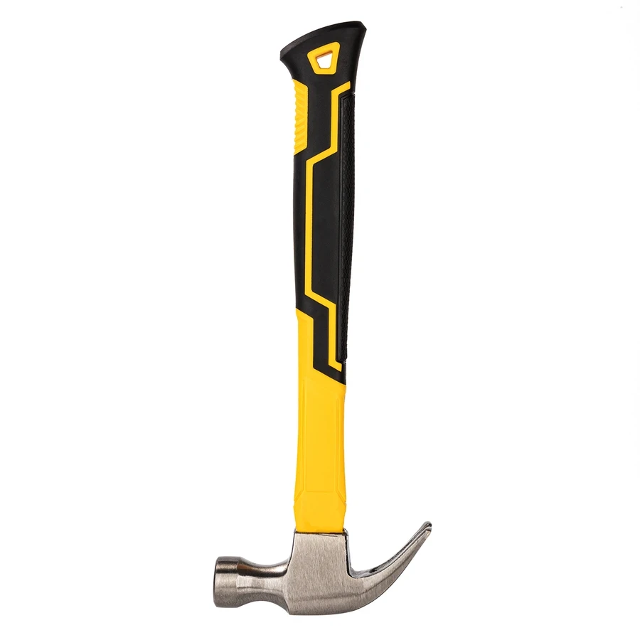 Deli 8oz (225g) Professional Forged Carbon Steel Claw Hammer | Heat-Treated Curved Head with Shock-Absorbing Fiberglass Handle | EDL5001
