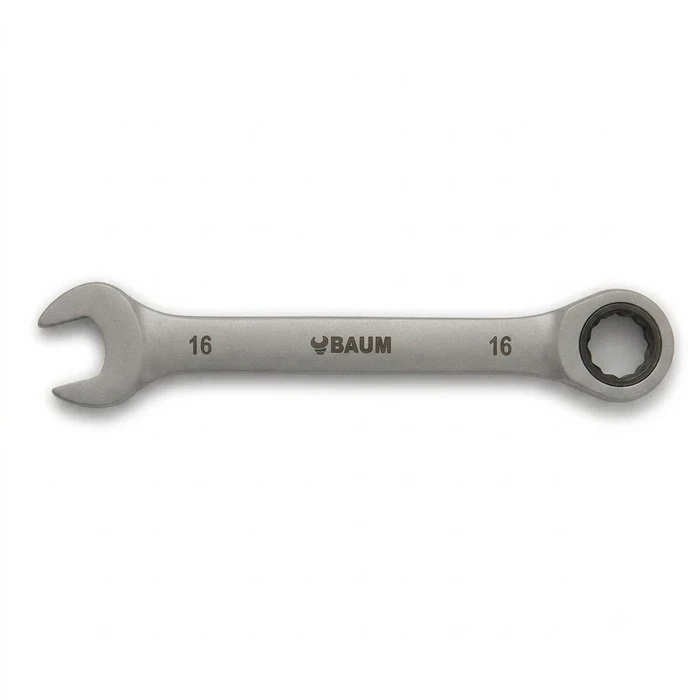 BAUM Professional Flex-Head Combination Ratcheting Wrench | High-Polish Chrome Vanadium Steel 90-Tooth / 72-Tooth Gear Tool | Model ART 55