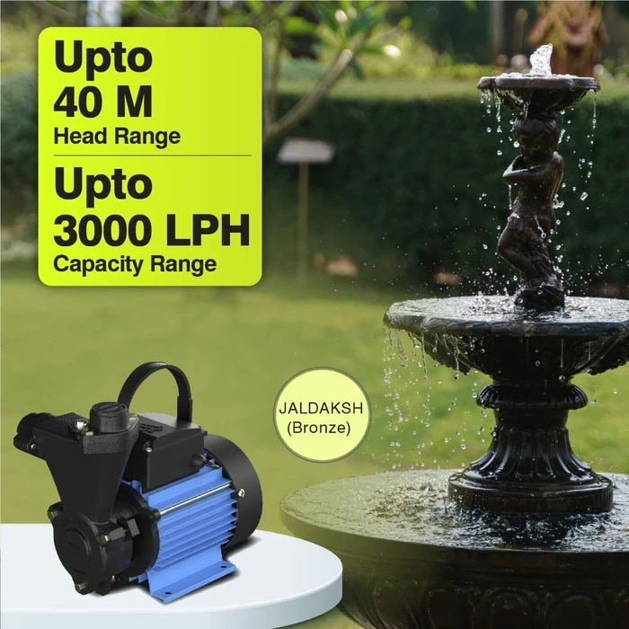 Kirloskar Jaldaksh Ultra Mini Single-Phase Monoblock Water Pump | 40m High-Head & 3000 LPH Flow with Brass Impeller & Lightweight Aluminium Body