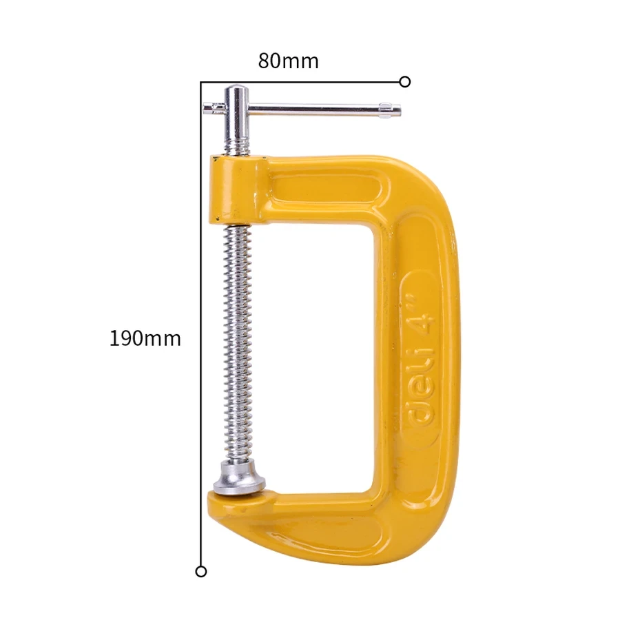 Deli Heavy Duty G Clamp 4" Durable Steel Frame C-Clamp for Small-Scale Woodworking, Gluing & Workshop Fixturing | EDL-G204