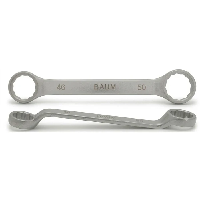 BAUM Heavy-Duty Large Chrome Vanadium Bi-Hexagon Ring Spanner | 12-Point Rough Matt Chrome Finish Oval Body Wrench | Model ART 23E (Sizes 24mm to 60mm)