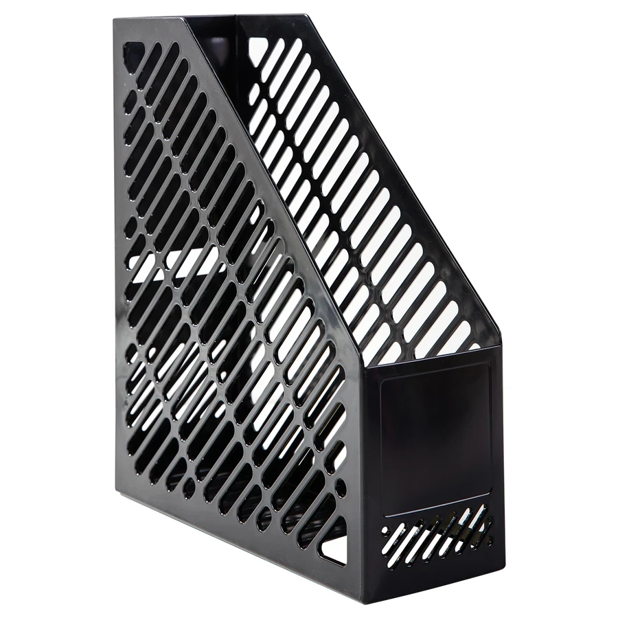 Deli Professional Vertical Desktop Magazine Container (259x90x295mm) | Heavy-Duty Plastic File & Document Storage Box (Black) | E9841