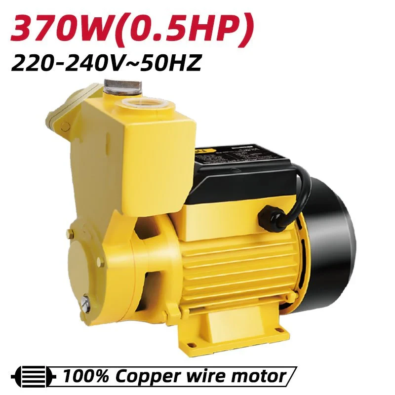 Deli 0.5HP (370W) Intelligent Self-Priming Peripheral Water Pump | 35L/min Automatic Booster Pump with 2L Pressure Tank, Brass Impeller & Copper Motor | EDL-GSP370-E2