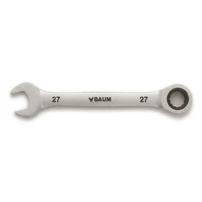 BAUM Heavy-Duty Jumbo Flex-Head Combination Ratcheting Wrench | High-Polish Chrome Vanadium Steel 90-Tooth Gear Wrench | Model ART 55 (Sizes 18mm to 32mm)