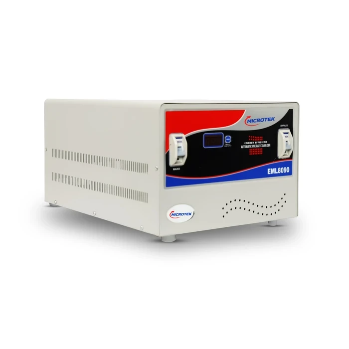 Microtek EML 5090 5.0 KVA Automatic Mainline Voltage Stabilizer | 90V–300V Wide Input Range | Whole-Home Digital Display Guard with MCB Protection