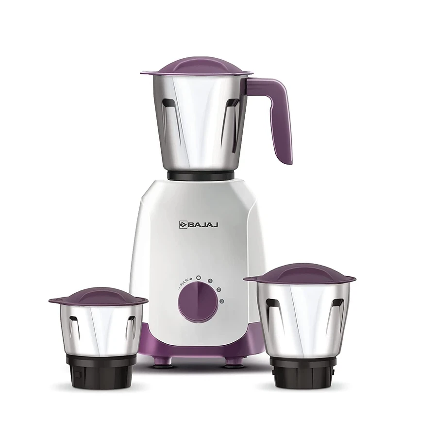 Bajaj Ninja Series Elegance 500W Mixer Grinder | Stainless Steel Blades & Adjustable Knob Control | White & Purple | 410568
