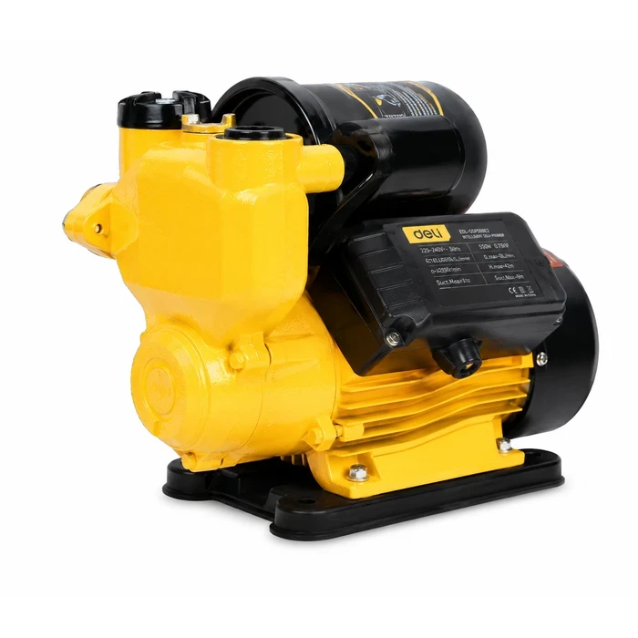Deli 0.75HP (550W) Intelligent Self-Priming Peripheral Water Pump | Heavy-Duty 45m Head & 45L/min Flow Booster Pump with 2L Pressure Tank, Brass Impeller & Copper Motor | EDL-GSP550-E2
