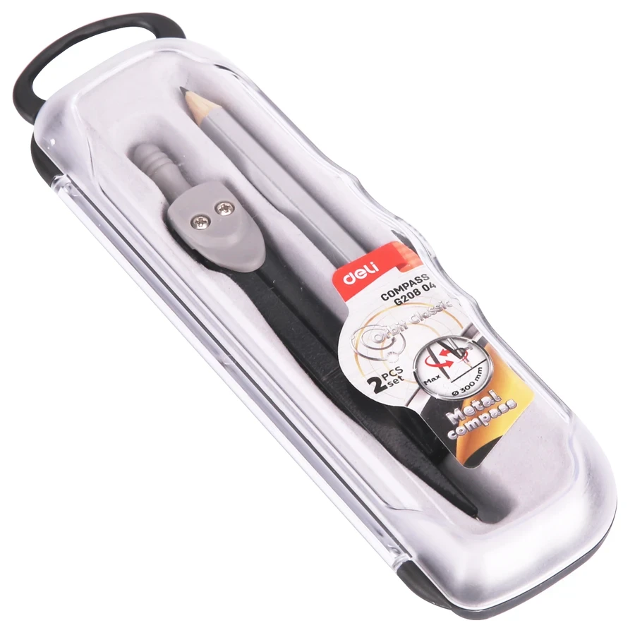 Deli Orbit Classic Stainless Steel Geometrical Compass | Includes Pencil & Storage Box | EG20804