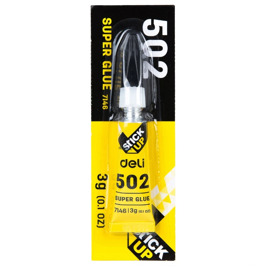 Deli Instant Dry Super Glue | 3g Cyanoacrylate Strong Multi-Surface Fast-Bonding Adhesive with Precision Aluminum Tip (Pack of 8 Pcs) | E7146